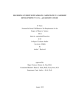 DESCRIBING STUDENT MOTIVATION TO PARTICIPATE IN LEADERSHIP DEVELOPMENT EVENTS: A QUALITATIVE STUDY