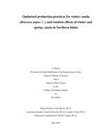 Optimized production practices for winter canola (Brassica napus L.), and rotation effects of winter and spring canola in Northern Idaho