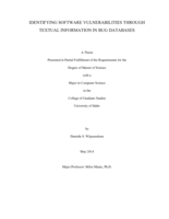IDENTIFYING SOFTWARE VULNERABILITIES THROUGH TEXTUAL INFORMATION IN BUG DATABASES