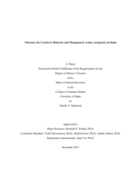 Tolerance for Carnivore Behavior and Management Action Acceptance in Idaho