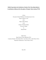 Defied Expectations but Satisfactory Results: How Recording Industry Contributions Influenced the Reception of Popular Music during WWII