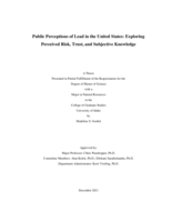 Public Perceptions of Lead in the United States: Exploring Perceived Risk, Trust, and Subjective Knowledge