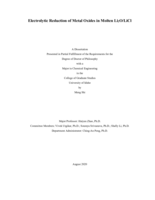 Electrolytic Reduction of Metal Oxides in Molten Li2O/LiCl