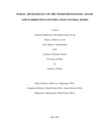 PUBLIC ARCHAEOLOGY OF THE WEISER RIVER BASIN, ADAMS AND WASHINGTON COUNTIES, WEST CENTRAL IDAHO