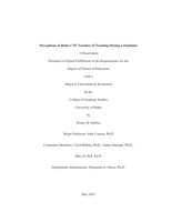 Perceptions of Idaho CTE Teachers of Teaching During a Pandemic