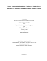 Science Transcending Boundaries: The Roles of Gender, Power, and Place in Community-Based Research and Adaptive Capacity
