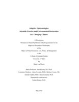 Adaptive Epistemologies:  Scientific Practice and Environmental Restoration  in a Changing Climate