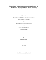 Processing of Oxide Dispersion Strengthened Alloys via Mechanical Alloying and Spark Plasma Sintering