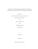 The Influence of Cultural Worldview and Networks of Relationships on Implementation of Conservation Practices in Whitman County, Washington