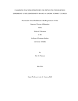 Examining Teaching Strategies for Improving the Learning Experience of Students in BYU-Idaho Academic Support Courses