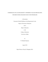 UNDERGRADUATES AND RELIGIOSITY: INFORMING COLLEGE PREPARATION FOR HIGH SCHOOL RELIGIOUS EDUCATION PROGRAMS