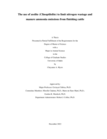The Use of Zeolite (Clinoptilolite) to Limit Nitrogen Wastage and Manure Ammonia Emissions from Finishing Cattle