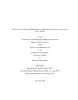 Effects of Soil Properties and Wheat Variety on Cadmium Concentrations in Wheat Grain Grown in Idaho