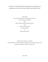 Acute Effects of Prolonged Sitting on Hemodynamics and Biomarkers of Inflammation and Vascular Function