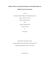 Dietary effects on growth performance and health indices for burbot (Lota lota maculosa)