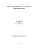 Effects of abscisic acid on life history traits and malaria parasite infection in the Indian malaria mosquito Anopheles stephensi Liston