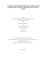 CALIBRATION OF THE PERFORMANCE MODELS OF THE AASHTOWARE PAVEMENT ME DESIGN SOFTWARE IN IDAHO