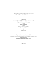 Does an Observer’s Content Knowledge Influence the Feedback Offered About Mathematics Lessons?