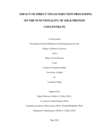 IMPACT OF DIRECT STEAM INJECTION PROCESSING ON THE FUNCTIONALITY OF MILK PROTEIN CONCENTRATE