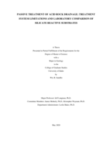 PASSIVE TREATMENT OF ACID ROCK DRAINAGE: TREATMENT SYSTEM LIMITATIONS AND LABORATORY COMPARISON OF SILICATE REACTIVE SUBSTRATES