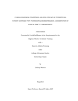 CLINICAL REASONING PERCEPTIONS AND SELF-EFFICACY OF STUDENTS IN A PATIENT-CENTERED POST-PROFESSIONAL DEGREE PROGRAM: A DISSERTATION OF CLINICAL PRACTICE IMPROVEMENT