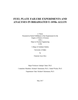 Fuel Plate Failure Experiments and Analyses in Irradiated U-10Mo Alloy