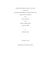 Candidate Mentor Supervisor Model: A Case Study