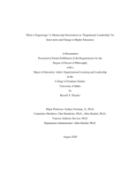 What is Negentropy? A Manuscript Dissertation on “Negentropic Leadership” for Innovation and Change in Higher Education