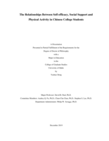 The Relationships Between Self-efficacy, Social Support and Physical Activity in Chinese College Students