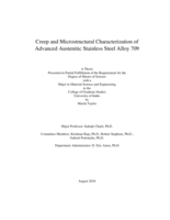 Creep and Microstructural Characterization of Advanced Austenitic Stainless Steel Alloy 709