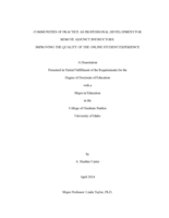 Communities of Practice as Professional Development for Remote Adjunct Instructors: Improving the Quality of the Online Student Experience