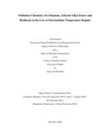 Oxidation Chemistry of n-Heptane, Selected Alkyl-Esters and Biodiesels in the Low to Intermediate-Temperature Regime