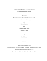 Culturally Sustaining Pedagogy in a Science Classroom: The Phenomenology of the Pit House