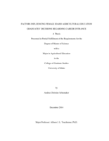 Factors Influencing Female Idaho Agricultural Education Graduates' Decisions Regarding Career Entrance