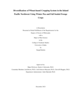 Diversification of Wheat-based Cropping System in the Inland Pacific Northwest Using Winter Pea and Fall Seeded Forage Crops