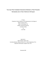 Two-way Plant-mediated Interactions Between a Plant Parasitic Nematode and a Foliar Herbivore Arthropod