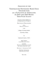 Analysis of the Temperature Dependent Band-Edge Distribution as a Function of Annealing in ZnO and Zno-Based Thin Film Alloys