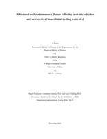 Behavioral and environmental factors affecting nest site selection and nest survival in a colonial nesting waterbird