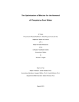 The Optimization of Biochar for the Removal of Phosphorus from Water