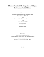 Influence of Variation in Mix Composition on Stability and Performance of Asphalt Mixtures