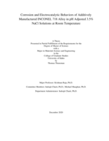 Corrosion and Electrocatalytic Behaviors of Additively Manufactured INCONEL 718 Alloy in pH Adjusted 3.5% NaCl Solutions at Room Temperature