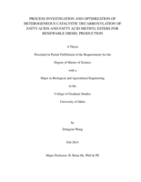 Process Investigation and Optimization of Heterogeneous Catalystic Decarboxylation of Fatty Acids and Fatty Acid Methyl Esters for Renewable Diesel Production