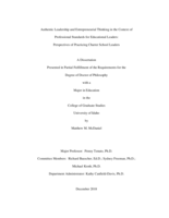 Authentic Leadership and Entrepreneurial Thinking in the Context of Professional Standards for Educational Leaders: Perspectives of Practicing Charter School Leaders
