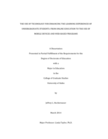 The Use of Technology for Enhancing the Learning Experiences of Undergraduate Students:From Online Education to the Use of Mobile Devices and Web-based Programs
