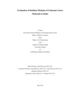 Evaluation of Resilient Modulus of Unbound Coarse  Materials in Idaho