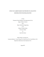 STUDY OF CARBON BASED ELECTRODES IN CAPACITIVE DEIONIZATION FOR DESALINATION