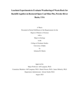 Leachate Experiments to Evaluate Weathering of Waste Rock for Backfill Aquifers in Restored Open Coal Mine Pits, Powder River Basin, USA
