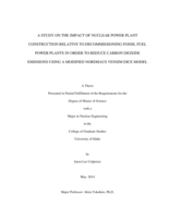A Study on the Impact of Nuclear Power Plant Construction Relative to Decommissioning Fossil Fuel Power Plants in Order to Reduce Carbon Dioxide Emissions Using a Modified Nordhaus Vensim DICE Model