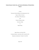 Particle Density, Particle Size, and Nutrient Distribution of Flushed Dairy Manure
