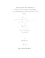 Student Use of Example Generation to Understand Novel Mathematical Concepts: A Teaching Experiment in a First-Semester Calculus Course